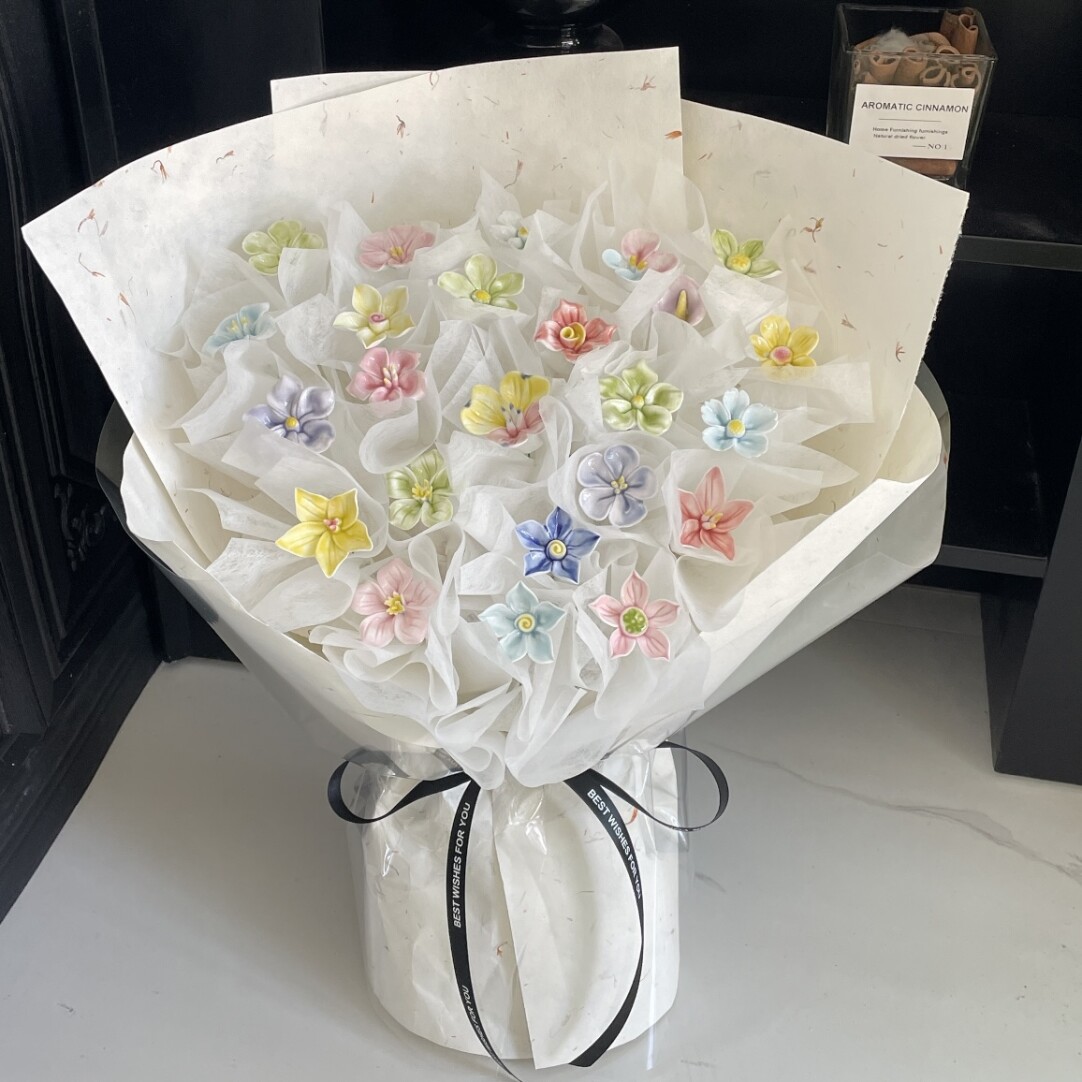 Handmade Ceramic Flower Bouquet – Birthday Gift for Best Friend