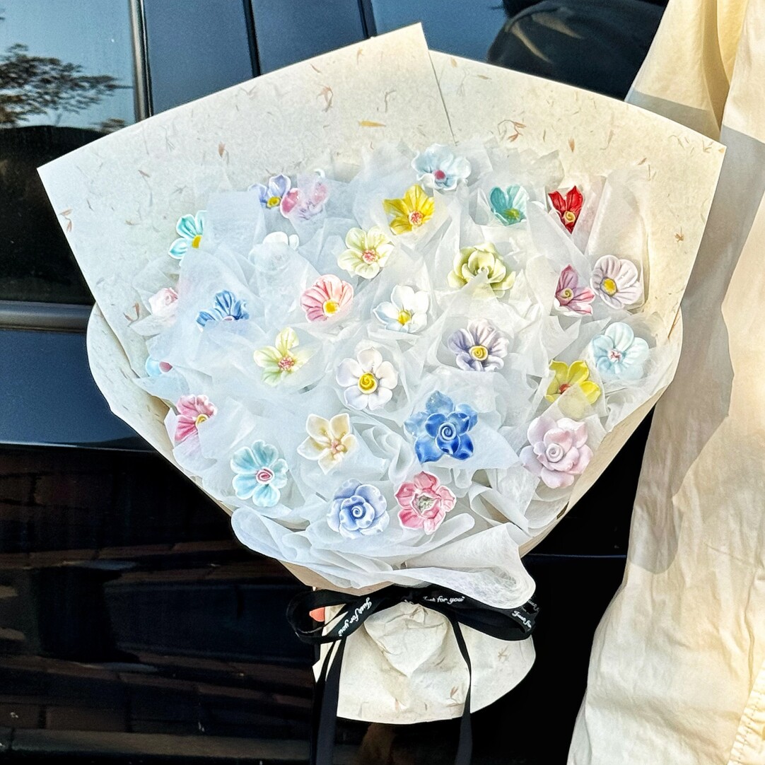 Handmade Ceramic Flower Bouquet – Birthday Gift for Best Friend - Image 2
